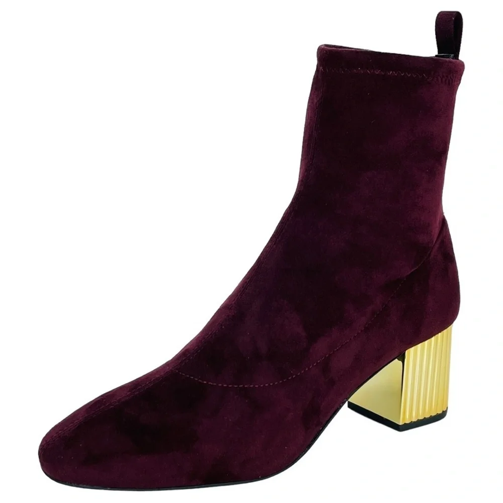 Michael Kors Porter Mid Shaft Merlot Microsuede Womens Ankle Boots Size 7.5M
